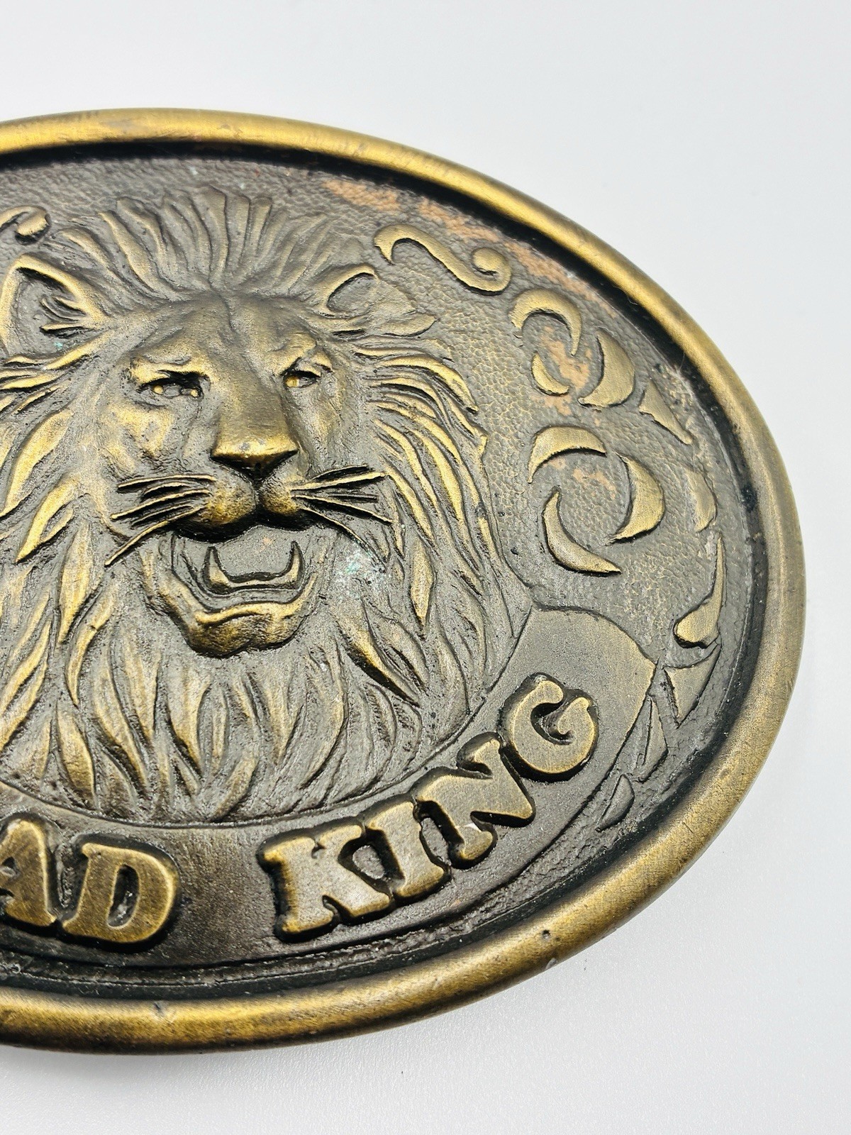 Brass Road King Lion Head 76 Drivers Club Member Belt Buckle