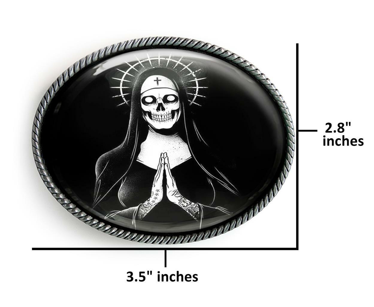 Santa Muerte Day of the Dead Sugar Skull Handmade Belt Buckle