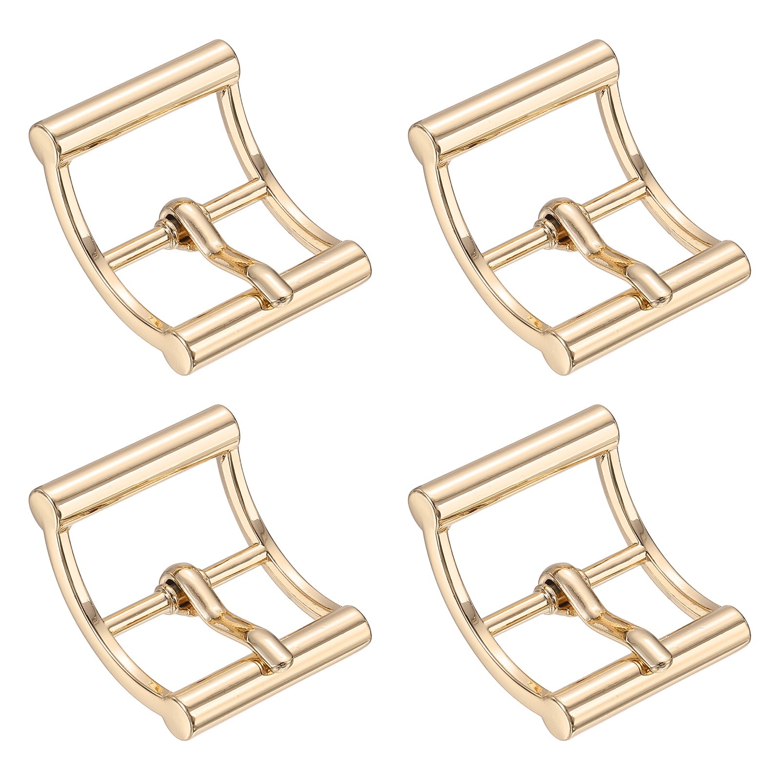 4Pcs Single Prong Belt Buckle 1&Prime; ID Curved Bow Buckle for Shoes, Light Gold