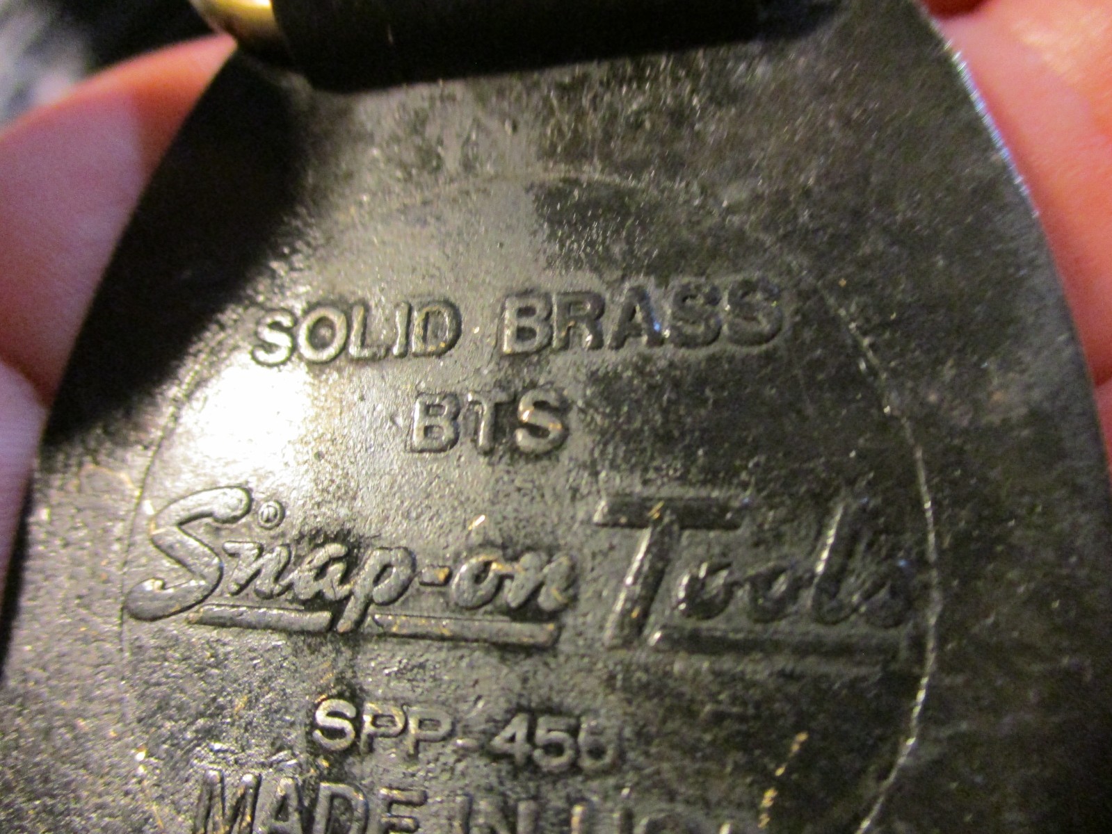 SNAP-ON TOOLS #1 VINTAGE SPP-455 SOLID BRASS BTS OVAL BELT BUCKLE MADE IN USA