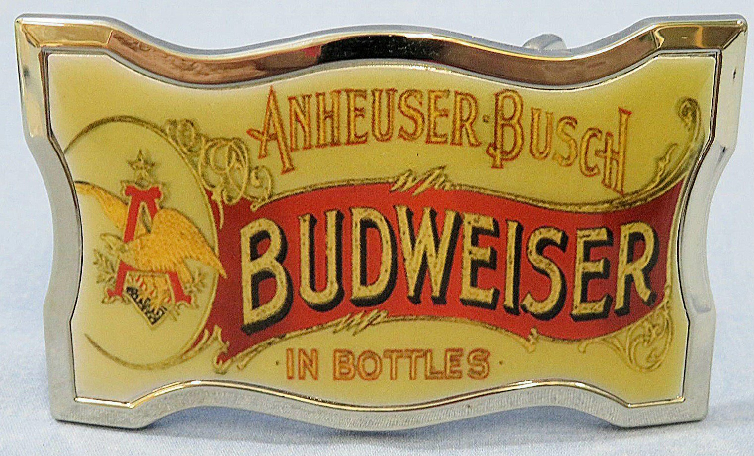 2 NEW ANHEUSER BUSCH BUDWEISER KING OF BEERS BRASS BELT BUCKLES