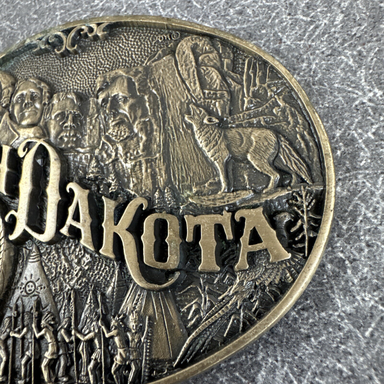 VTG State Of South Dakota Brass Belt Buckle By Award Designs Medals Inc