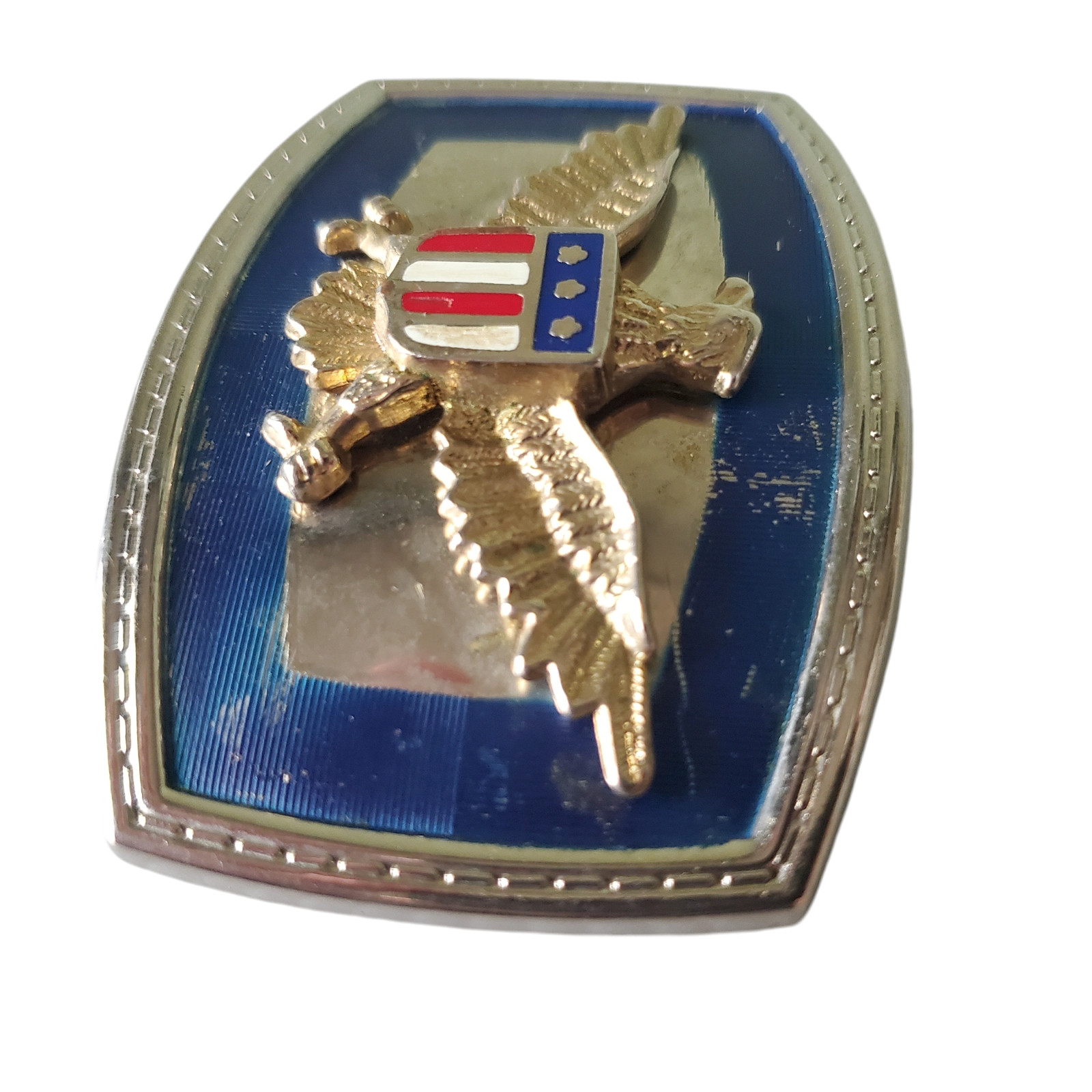 Patriotic Eagle Emblem Belt Buckle Metal Rectangle Americana Military-Style