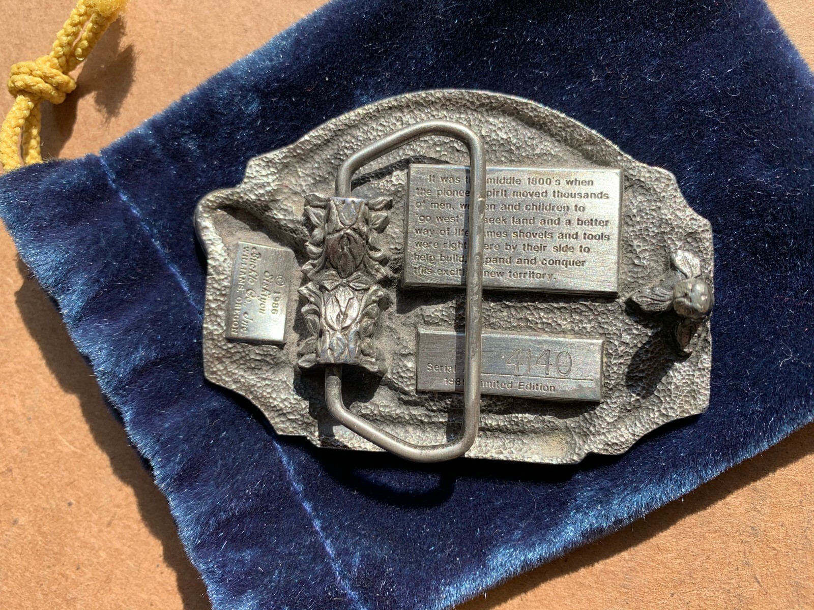 AMES TOOLS Belt Buckle – USA Made 1986 Limited Edition Pioneers Conquer the West