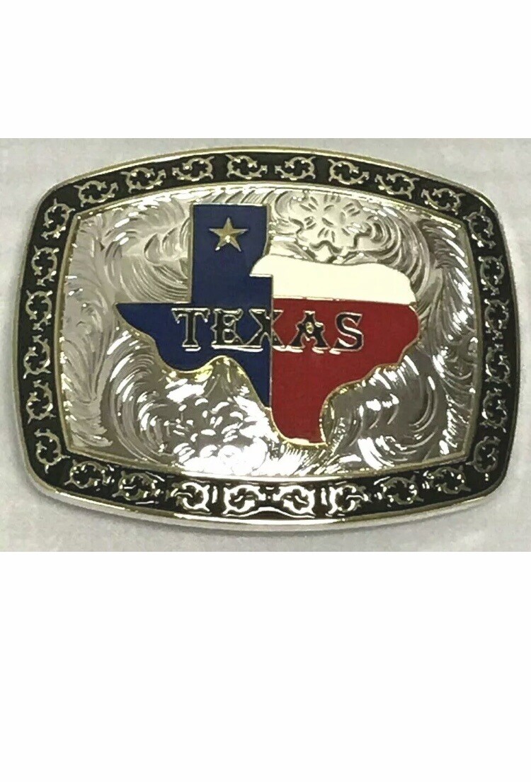 TEXAS STATE BELT BUCKLE MAP FLAG WESTERN RODEO COWBOY HEAVY Hebillas Vaqueras