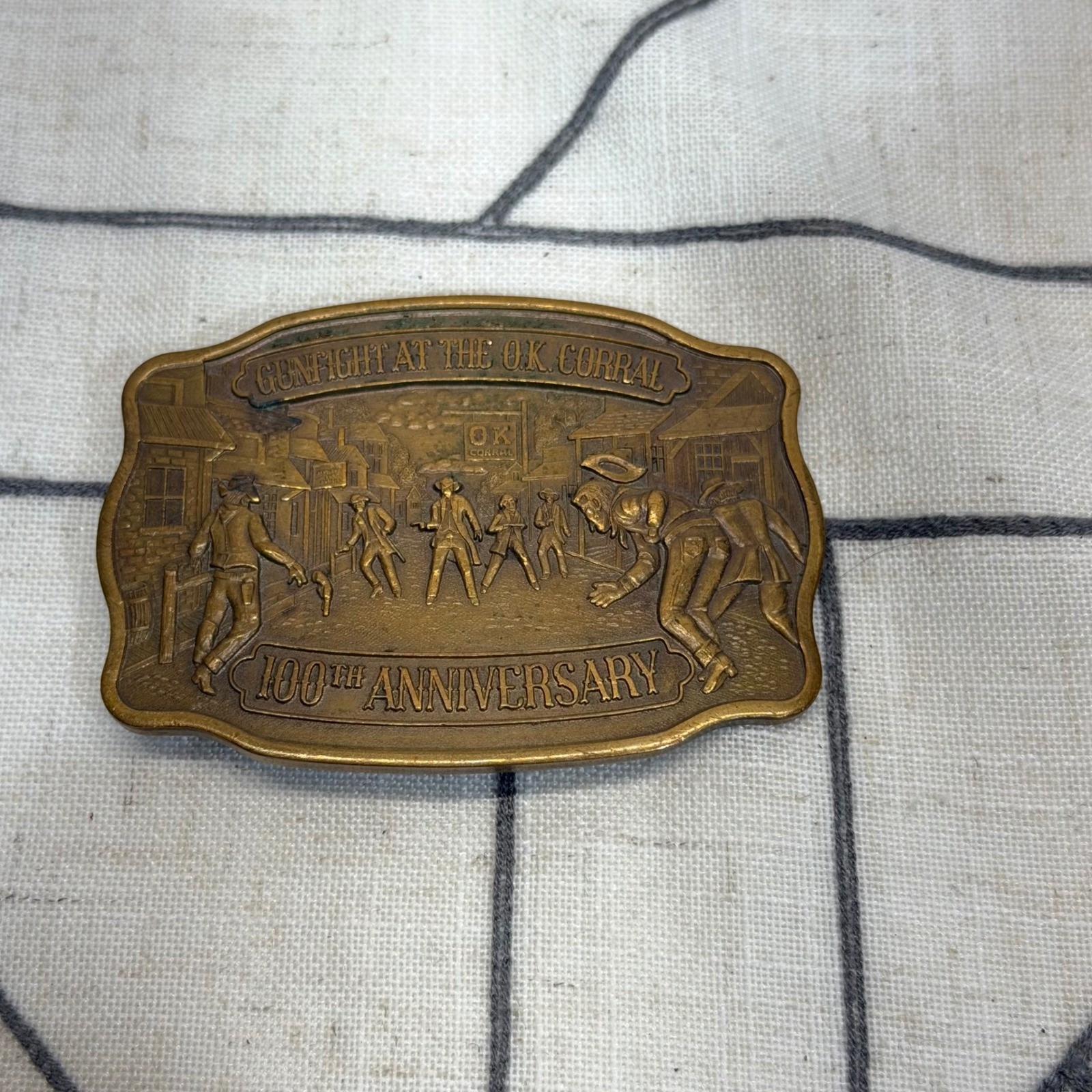 Historic Providence Mint Belt Buckle OS Gold Gunfight at the OK Corral 1981 Vtg