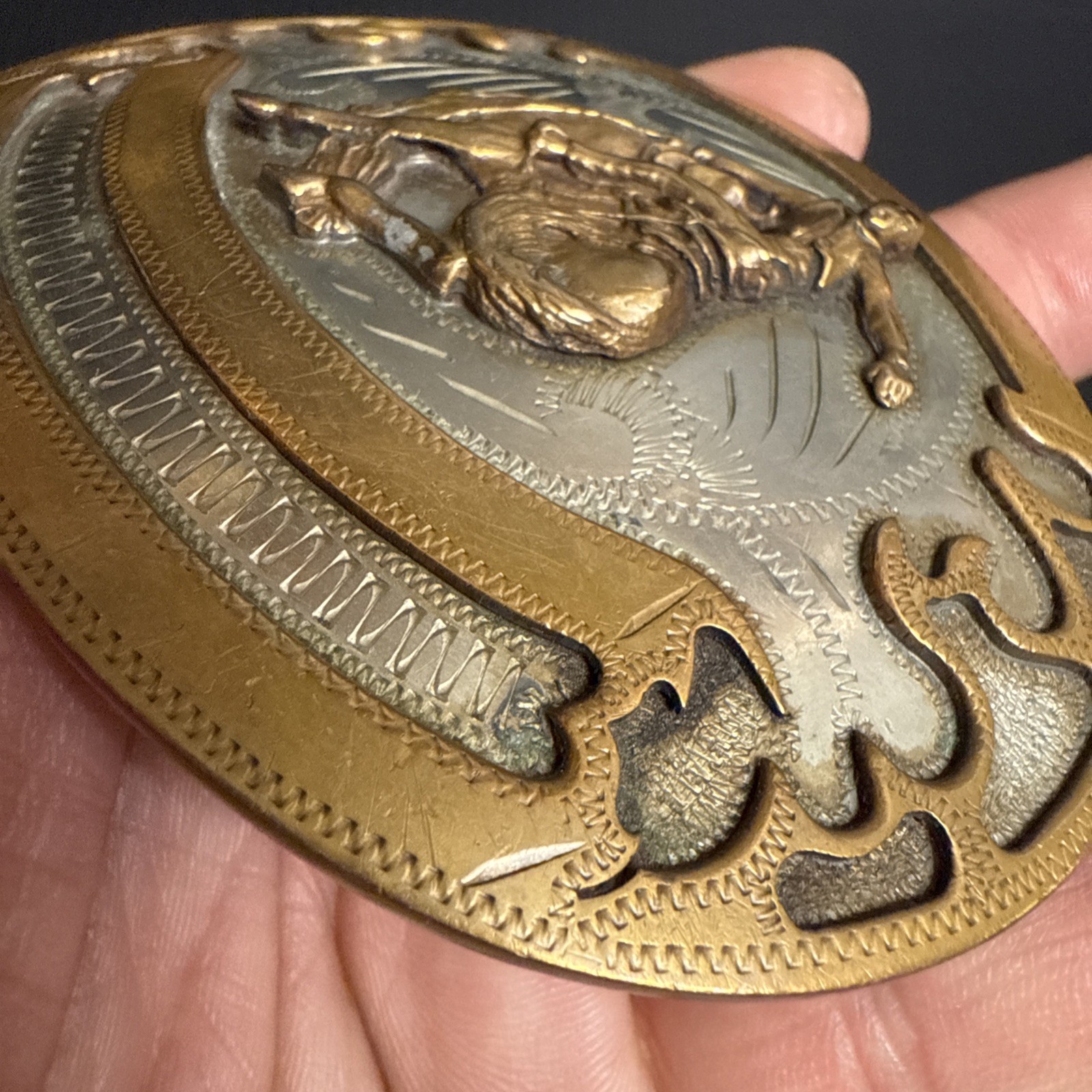 Vintage Johnson and Held 100% Handcrafted Rodeo Roping Belt Buckle- Signed-NICE