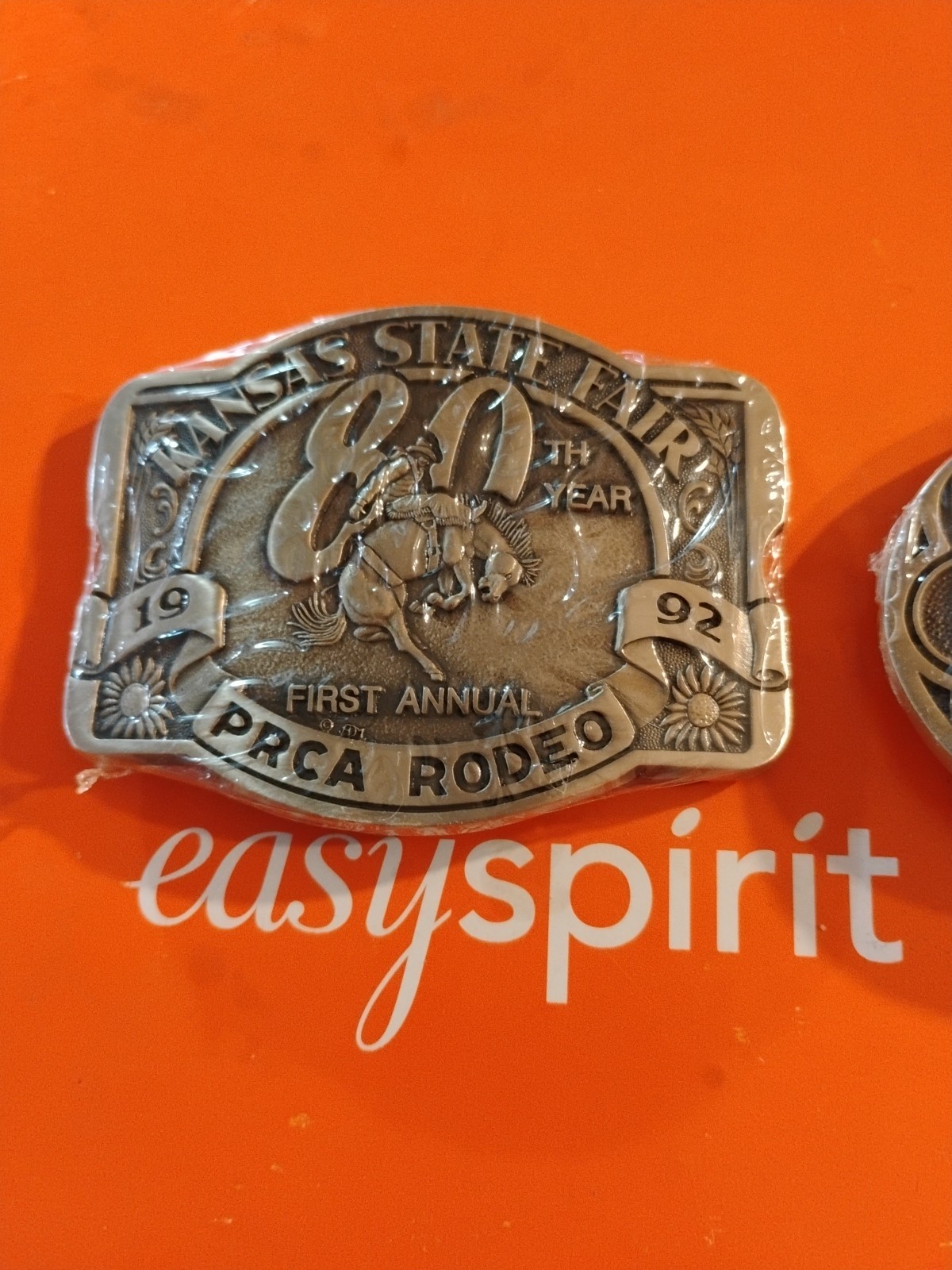 1992 -93 Kansas State Fair First Annual Rodeo Belt Buckle Horse Bronc Cowboy New
