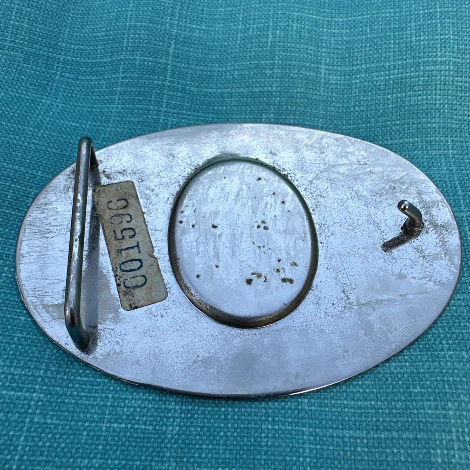 Vintage Western Horse Head Belt Buckle Engraved Silver Tone Oval Cowboy