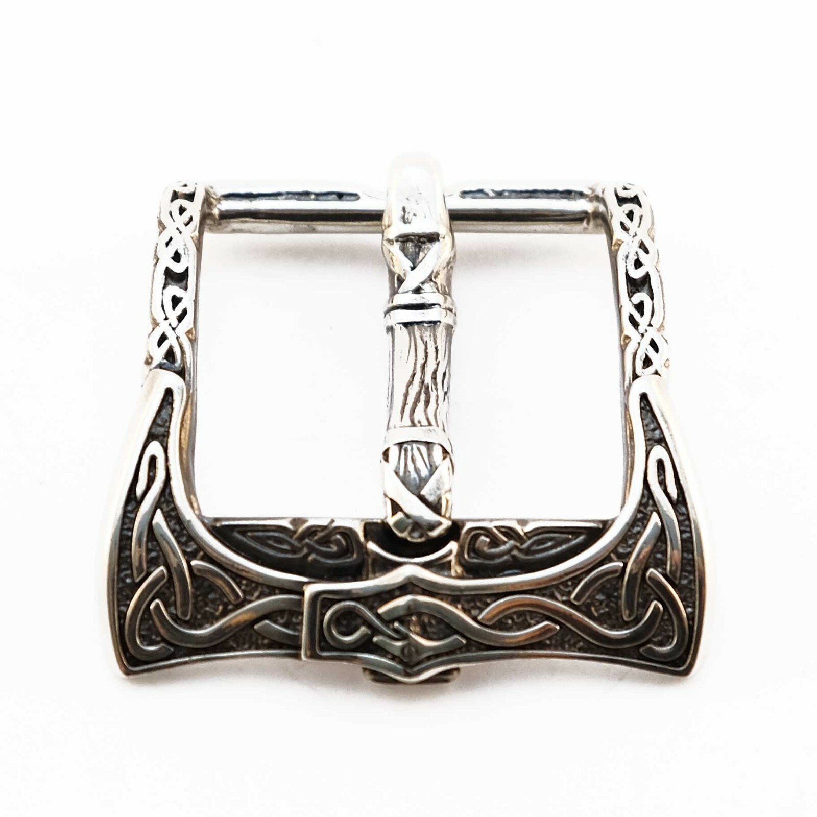 German silver belt buckle Viking Axe, pin type Old Norse Scandinavian military
