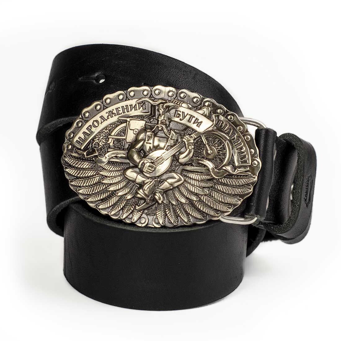 German silver belt buckle « Born to be free », Biker german silver belt buckle