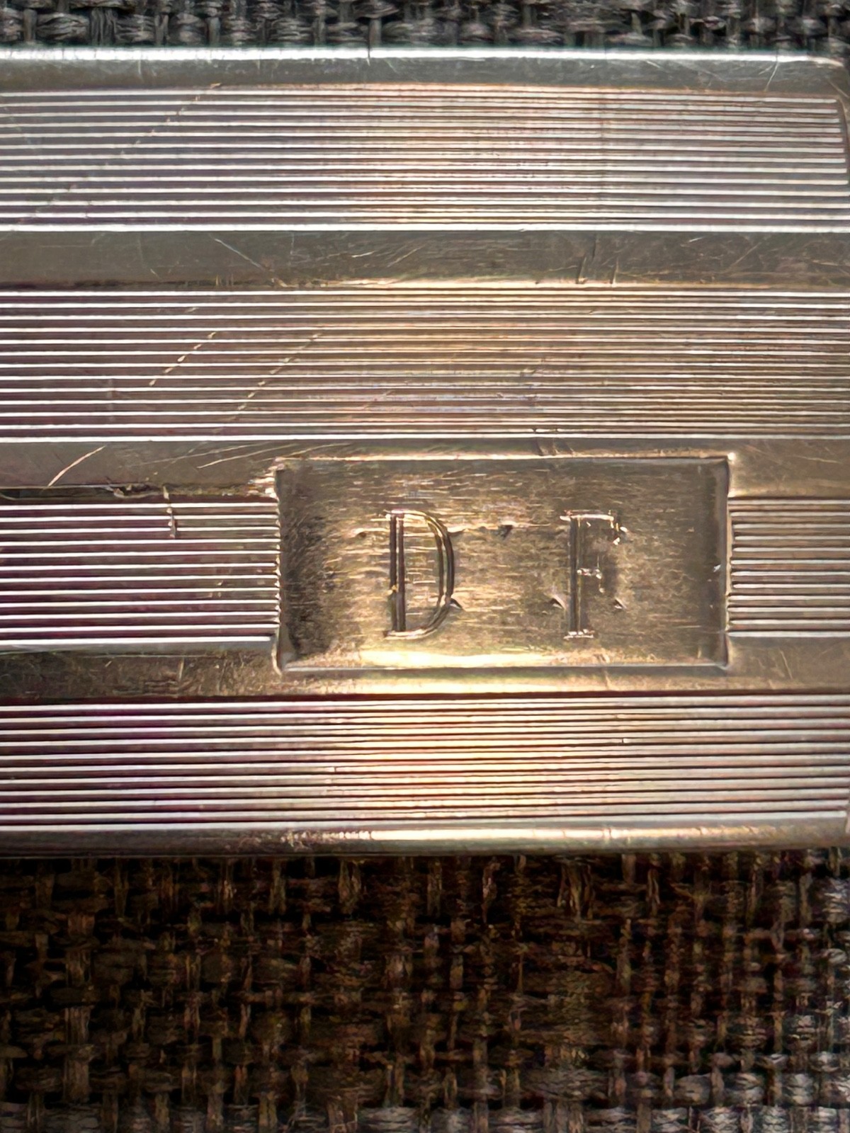 Webster Co vintage sterling silver engine stripe monogram belt buckle