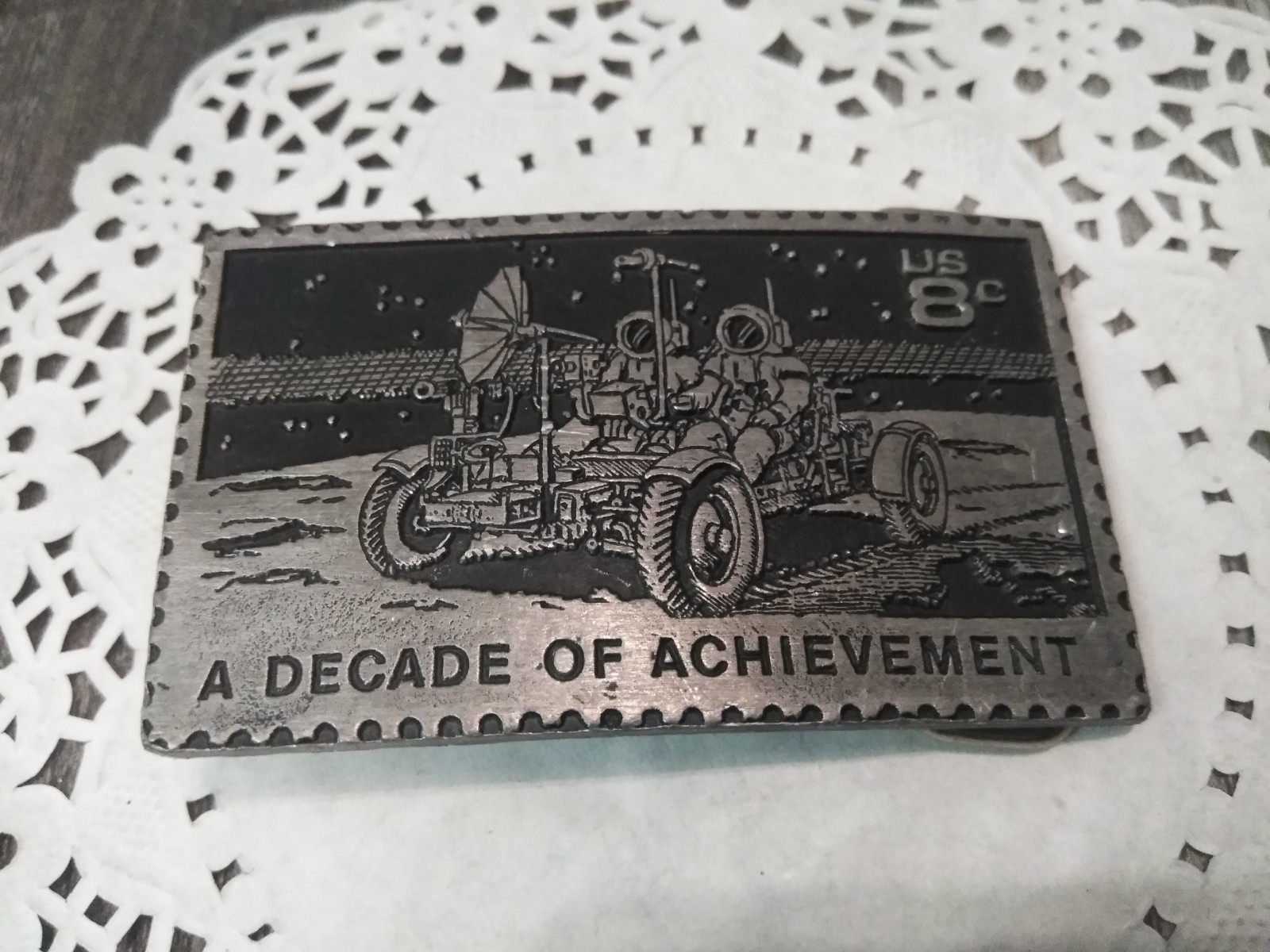 A Decade of Achievement Belt Buckle NASA Moon Rover Solid Pewter DORY 10801 -NOS