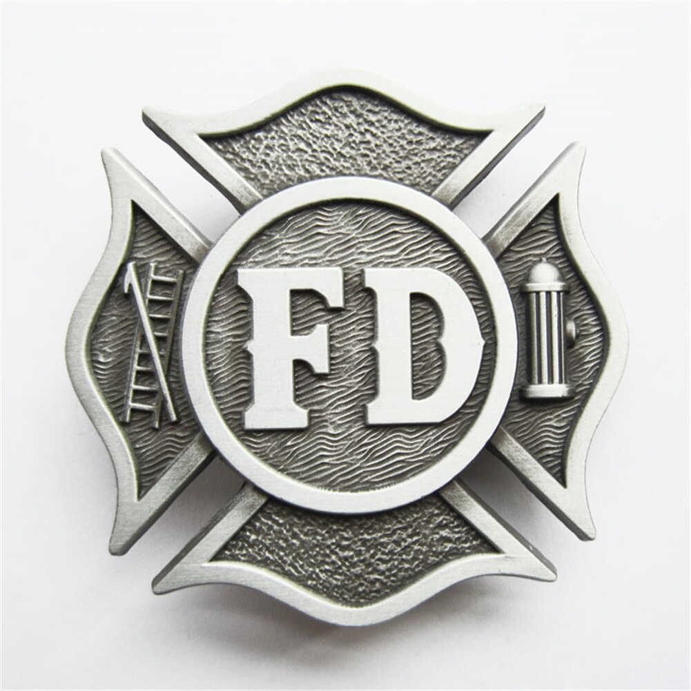 Antique Silver Vintage Style Fire Fighter Dept Hero Belt Buckle