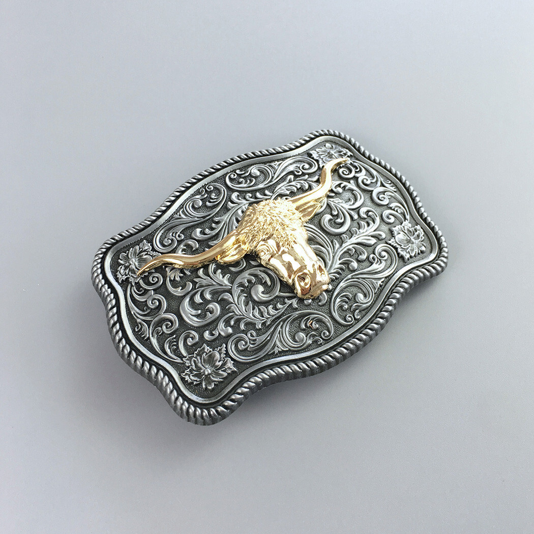Small Size Vintage Bull Head Western Belt Buckle Boucle de Ceinture