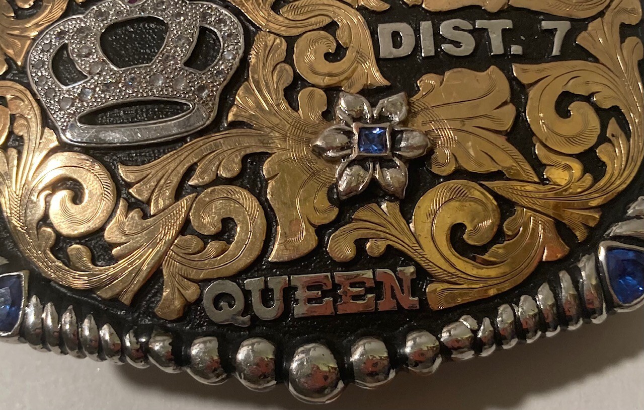 Nice 2010 Metal Belt Buckle, IHSRA, Queen, Crown, Silver and Brass, Horse, Bob