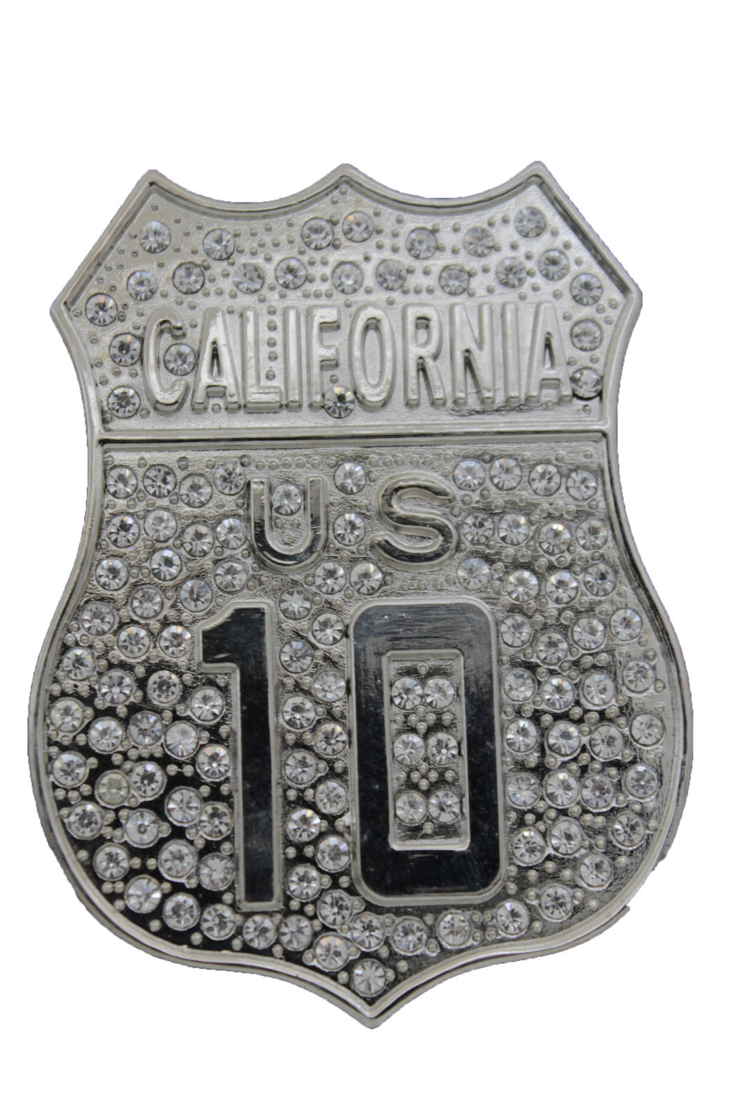 Men Silver Metal Belt Buckle CA State California 10 Freeway Bling Western Unisex