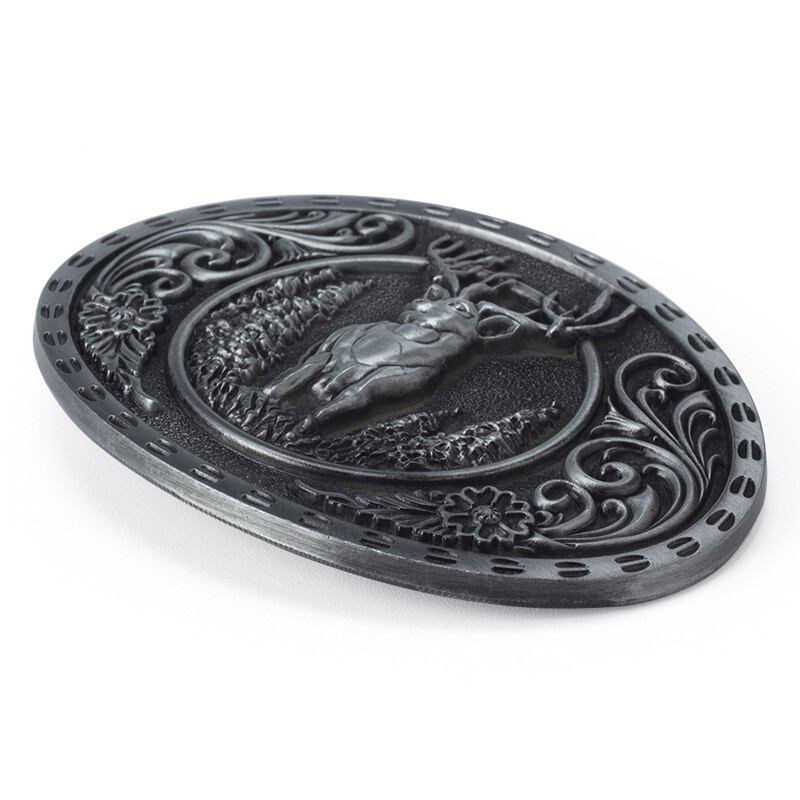Deer leather buckle Western cowboy motorcycle riding belt buckle