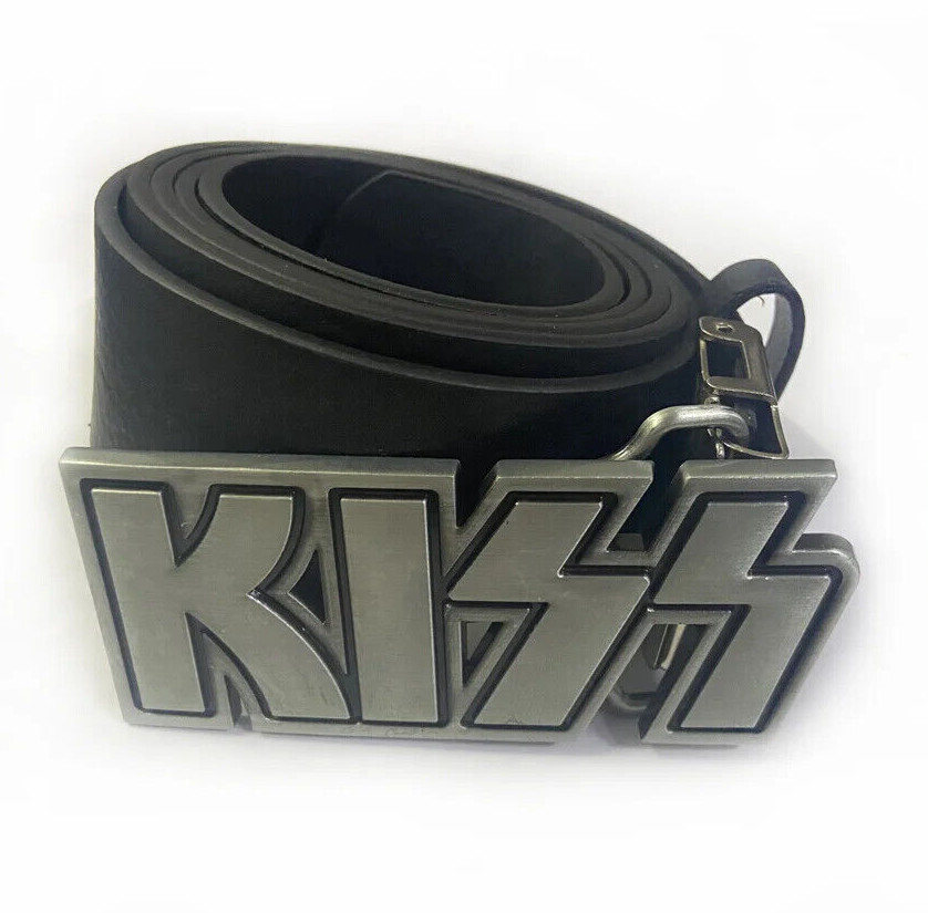 KISS Belt Buckle logo Chrome silver Gene Paul Ace Peter Zinc Alloy rock metal