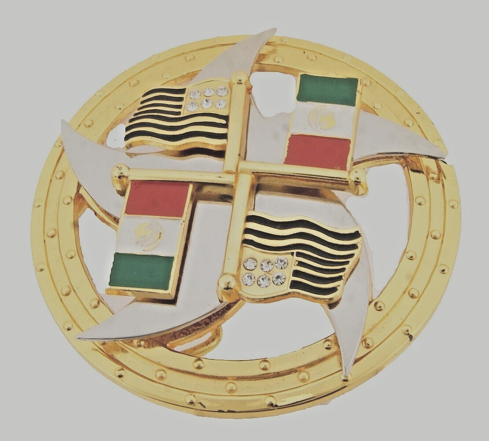 Mexico & USA Flags Belt Buckle Vintage Spinners Mexican Rodeo Women Men Western