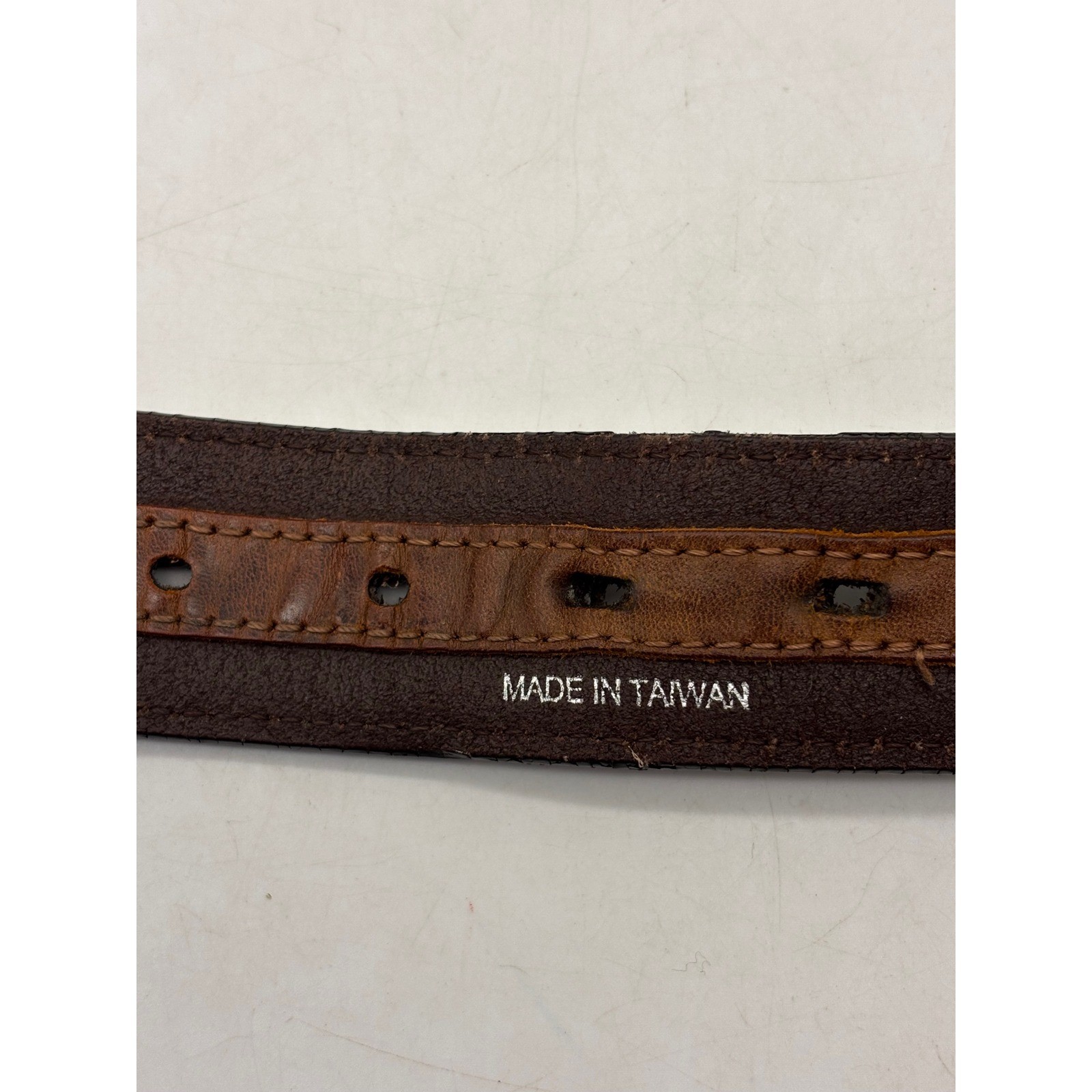Nocona Western Leather Belt Embroidered Brown Silver Buckle 38