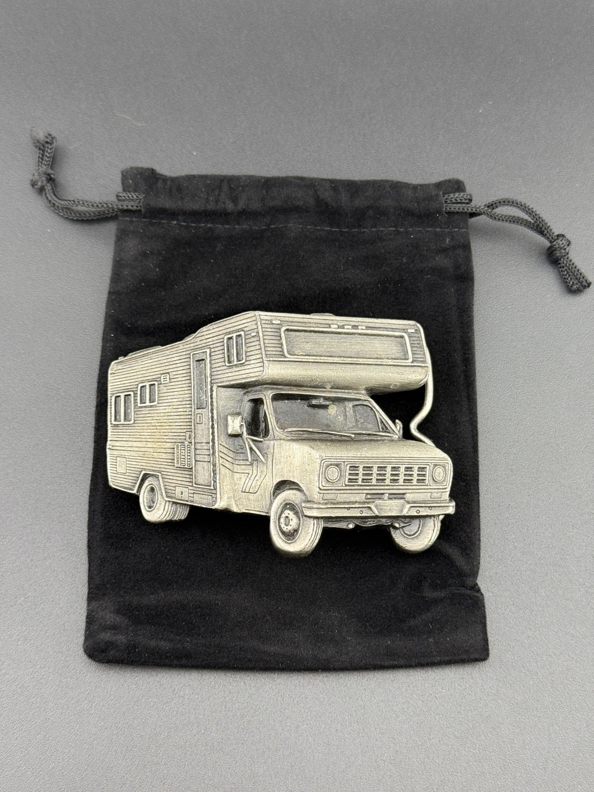 1979 Bergamot RV Motorhome Belt Buckle Vintage Camper Heavy 3D Relief Sculptural