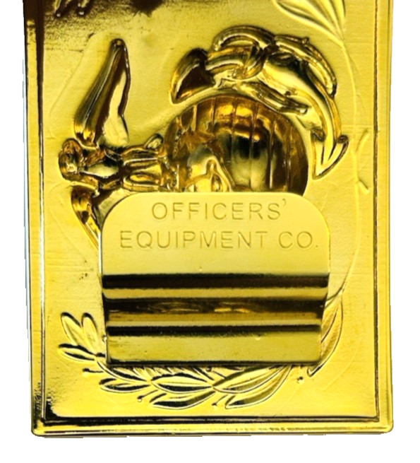 USMC Marine Corps Officers&rsquo; Equipment Company Gold Toned Belt Buckle EGA USA