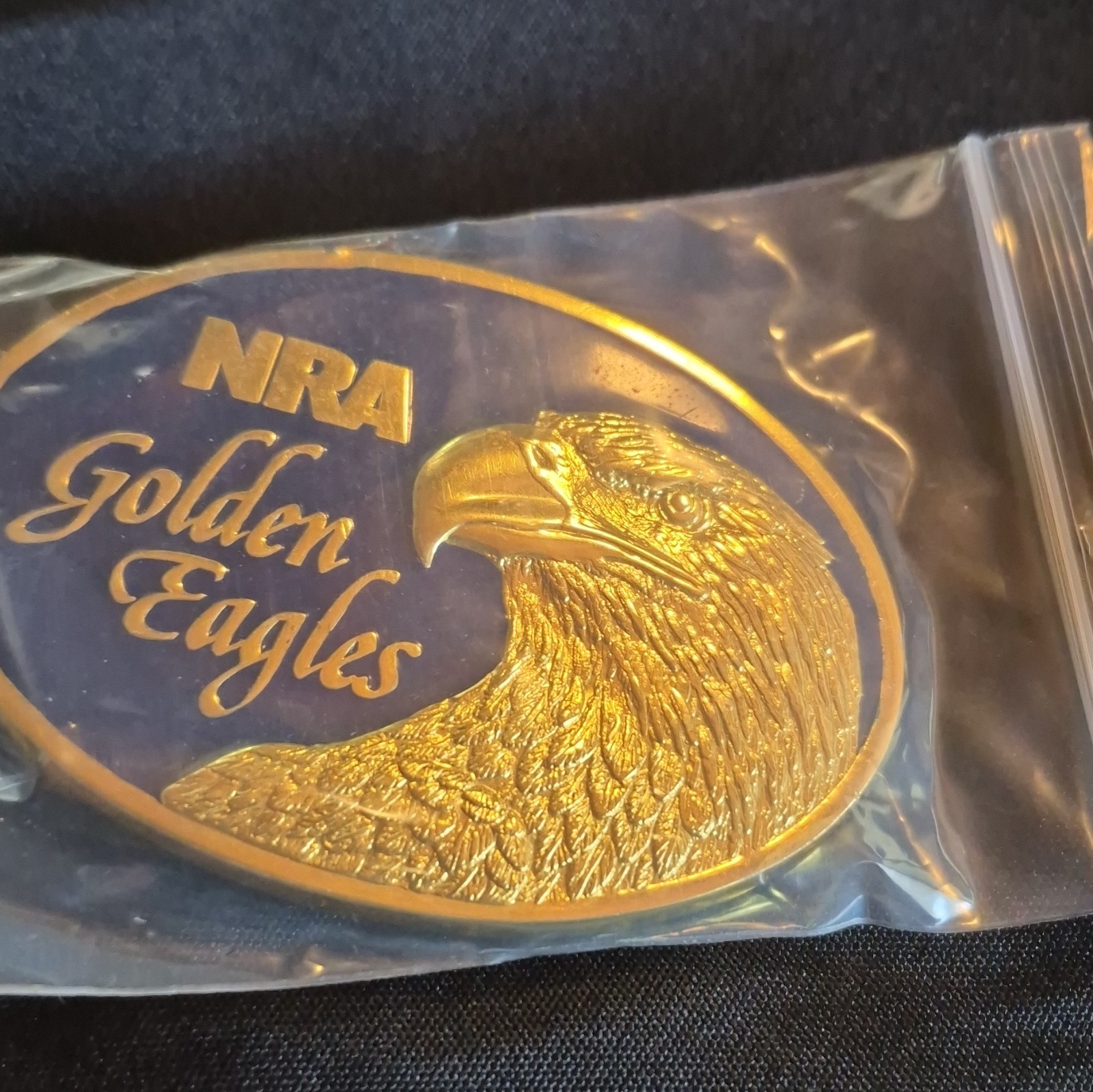 NRA Golden Eagles Men’s Western Oval Metal Belt Buckles Lot of 2, 1.75in