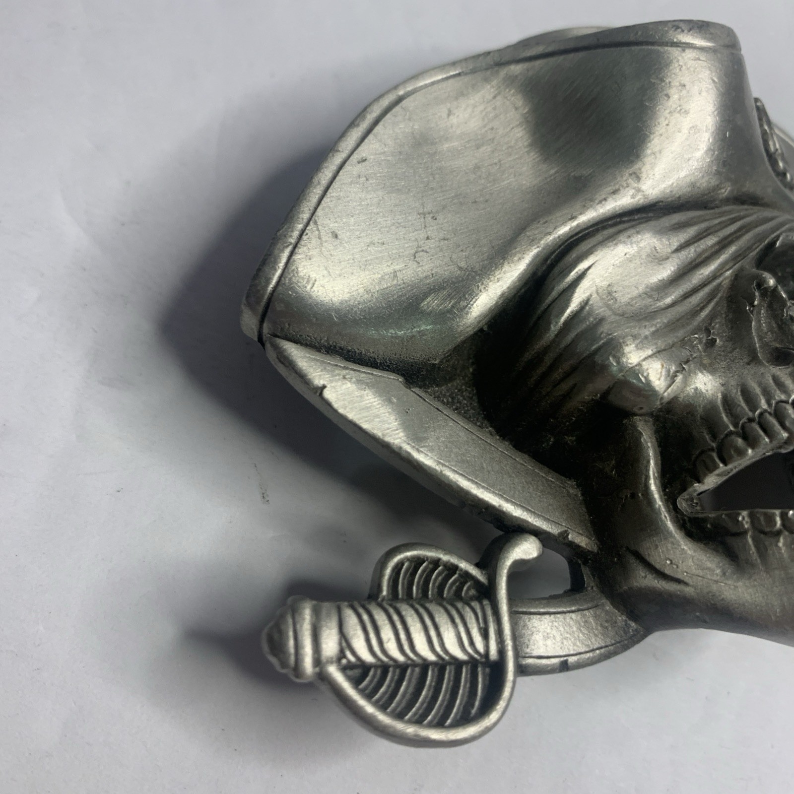 Jolly Roger Pirate Skull Crossed Swords Solid Pewter Great American Belt Buckle