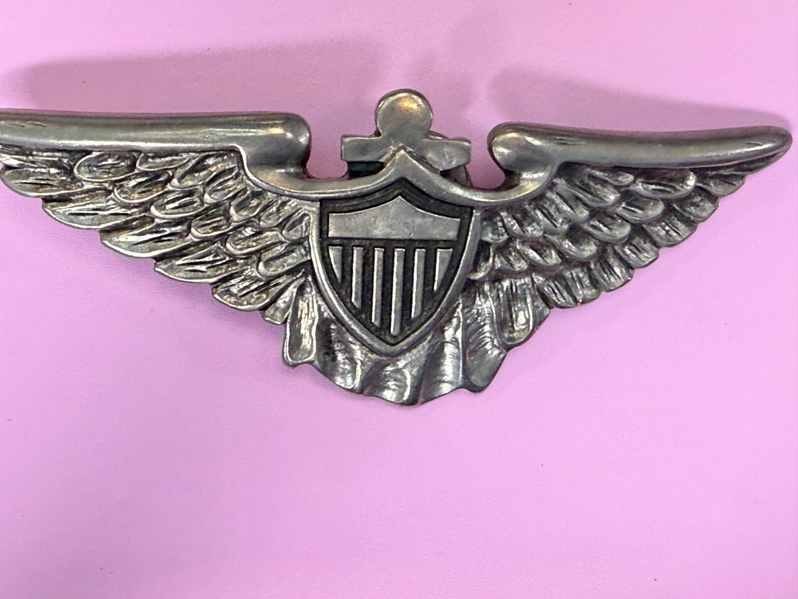 Large Military US Army Air Force? Aviator Badge Pilot Wings Shield Belt Buckle