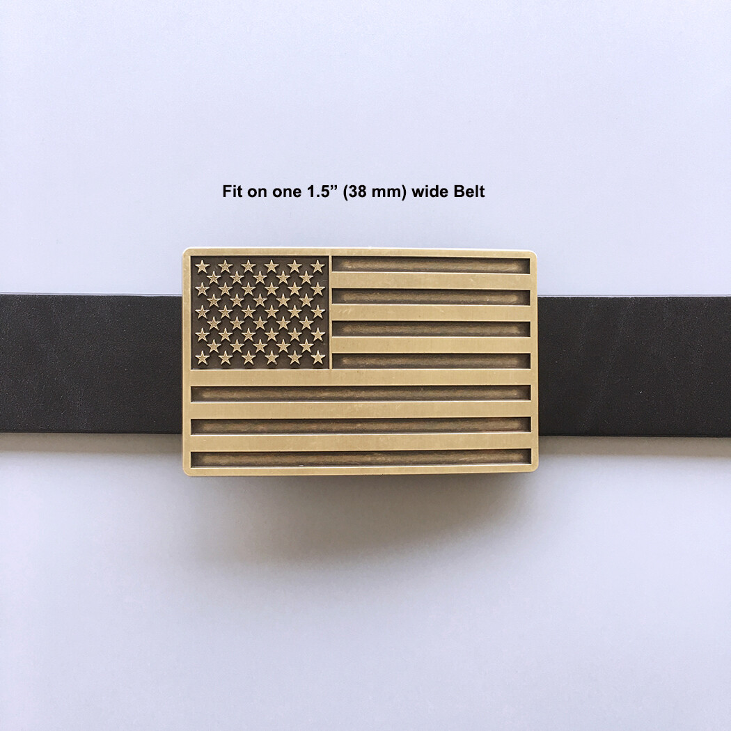 Antique Bronze American US Flag Rectangle Belt Buckle also Stock in the US