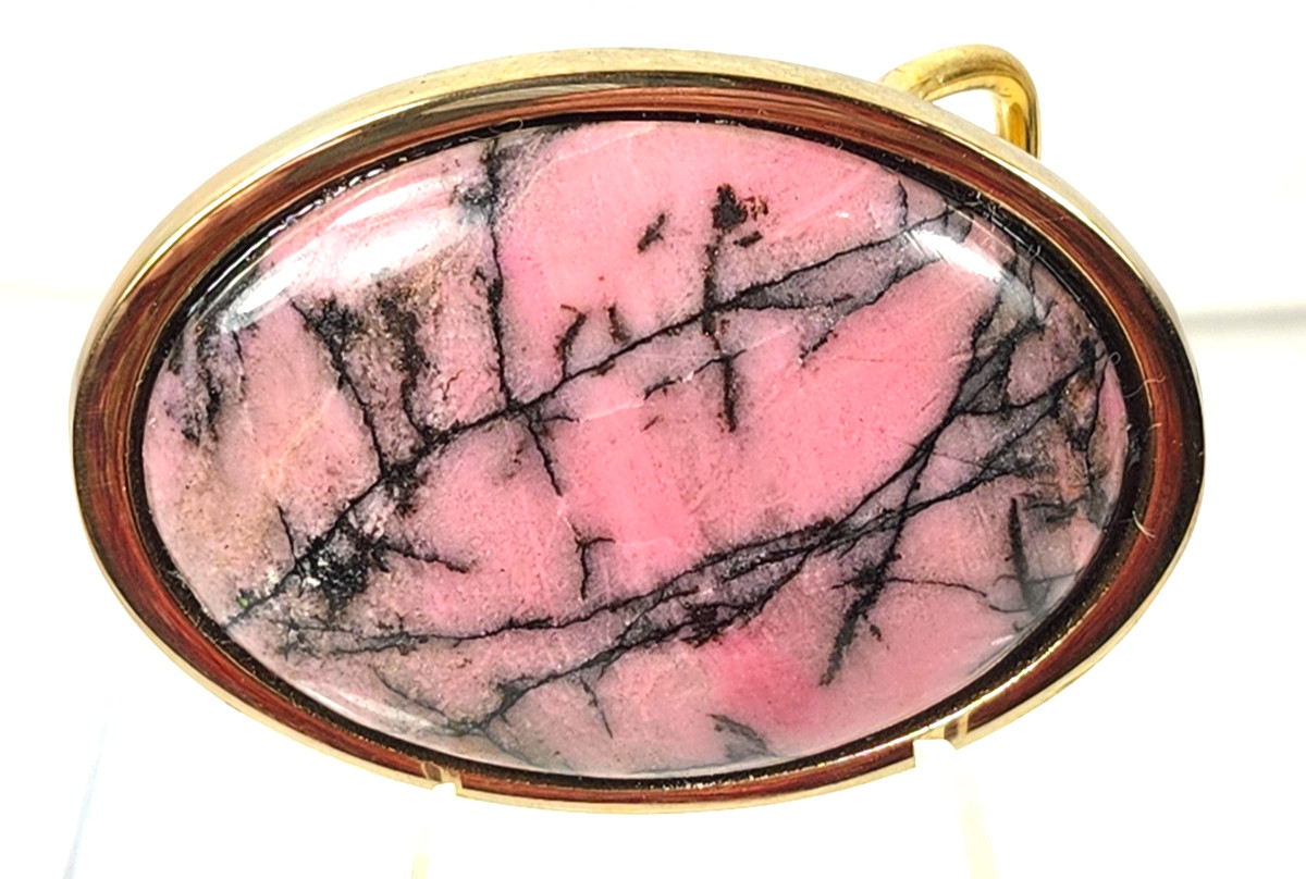 Rhodonite Brass Artisan Belt Buckle Crafted in USA 9007