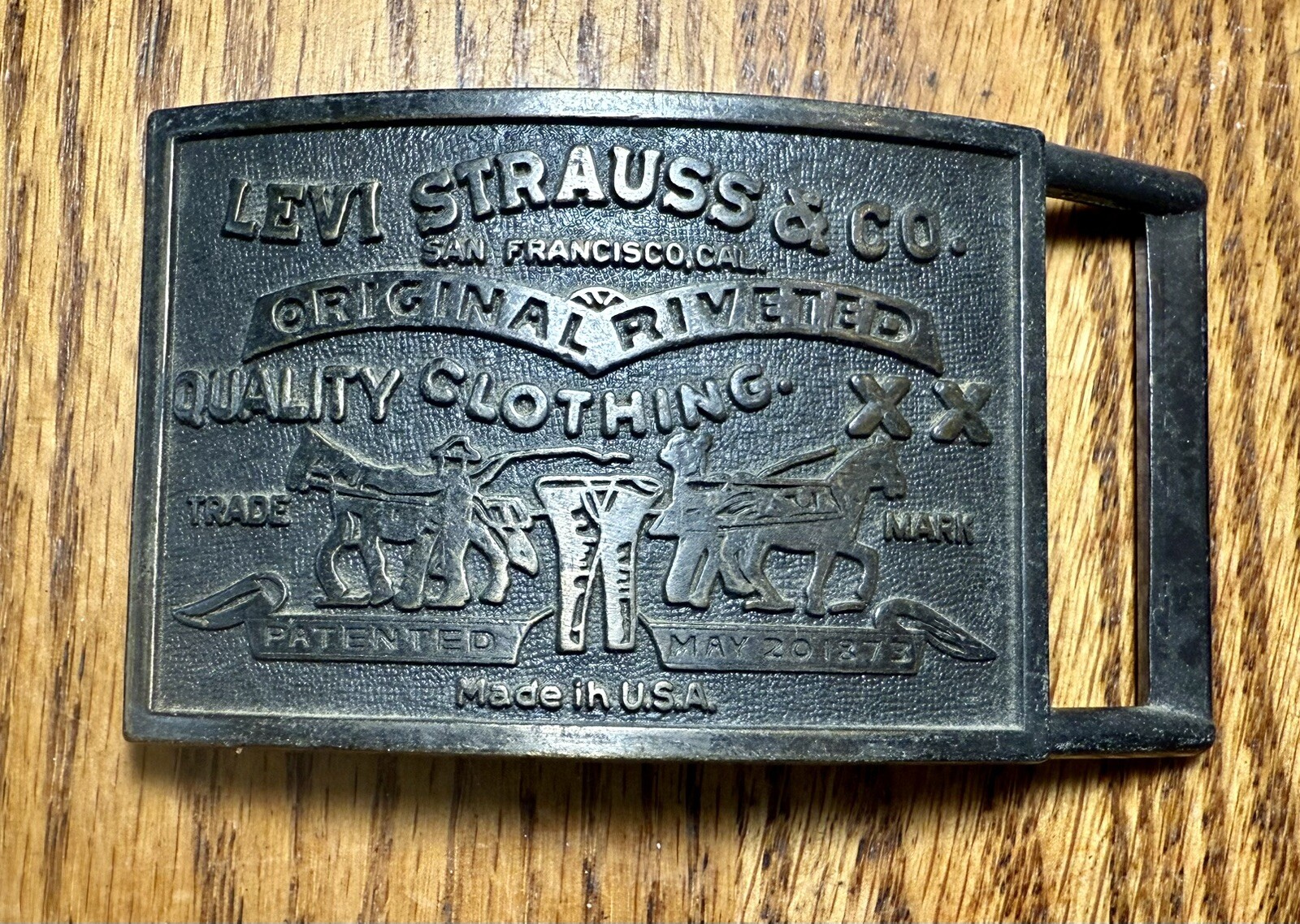 4 Vintage Belt Buckle Levi Strauss & Co Original Riveted Clothing Brass Tone USA