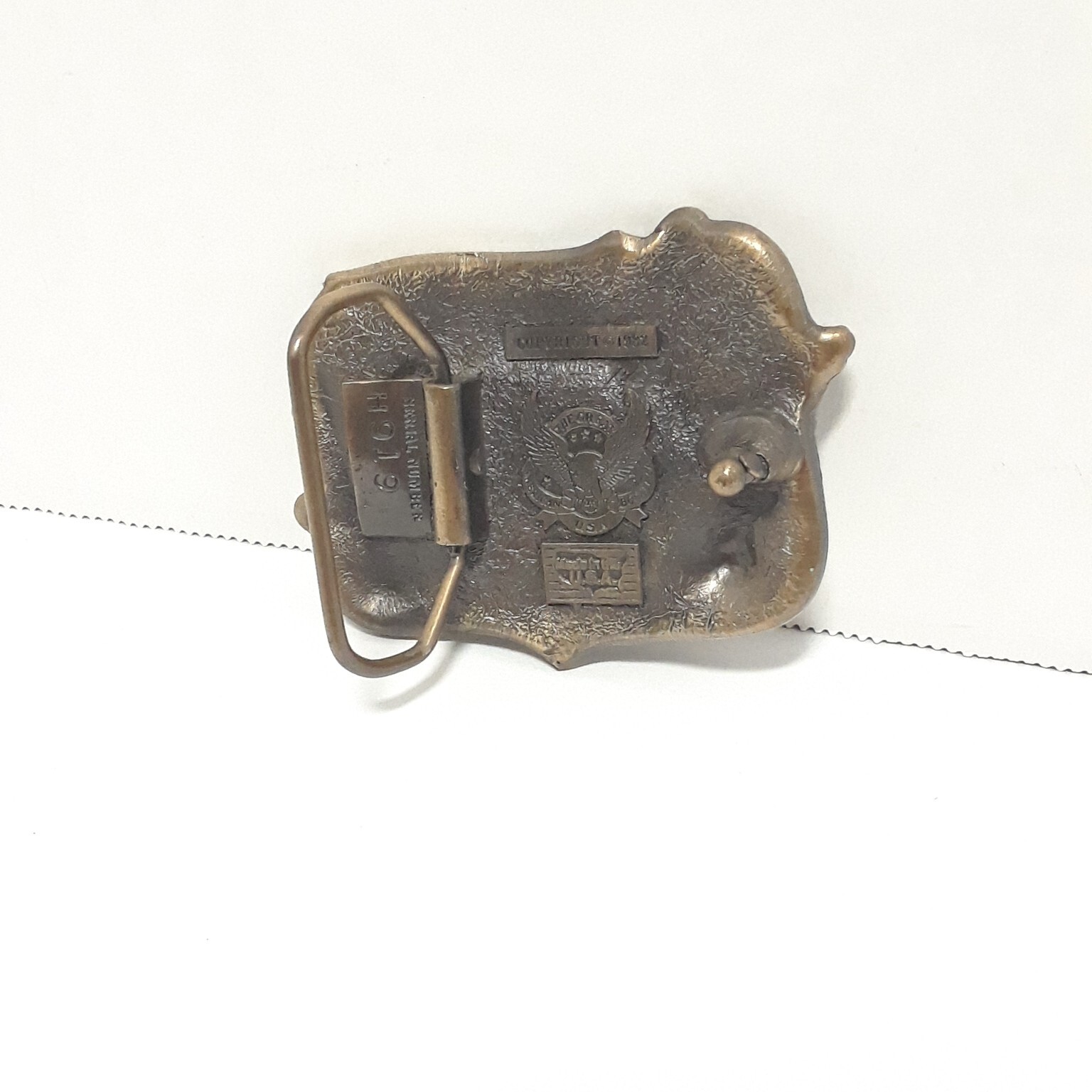 VTG 80s Country Music Belt Buckle Great American USA Guitar Violin Banjo Enamel