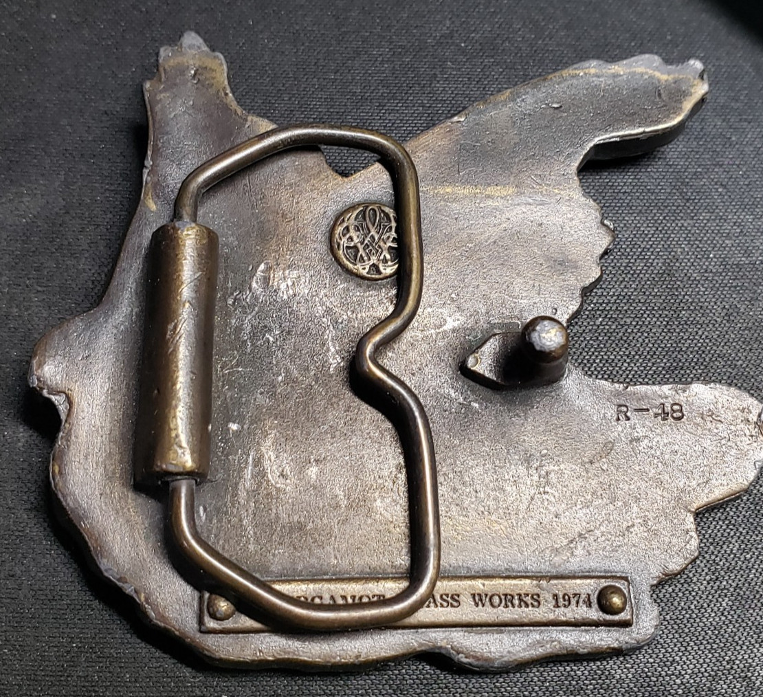 Bergamot Brass Works Belt Buckle Eagle Rabbit 1974 Fathers Day Gift