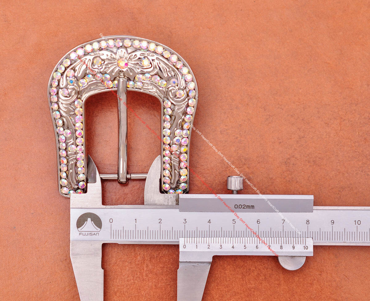 30mm Shinny Western Cowboy Colorful Rhinestone Crystal DIY 3PCS Set Belt Buckle