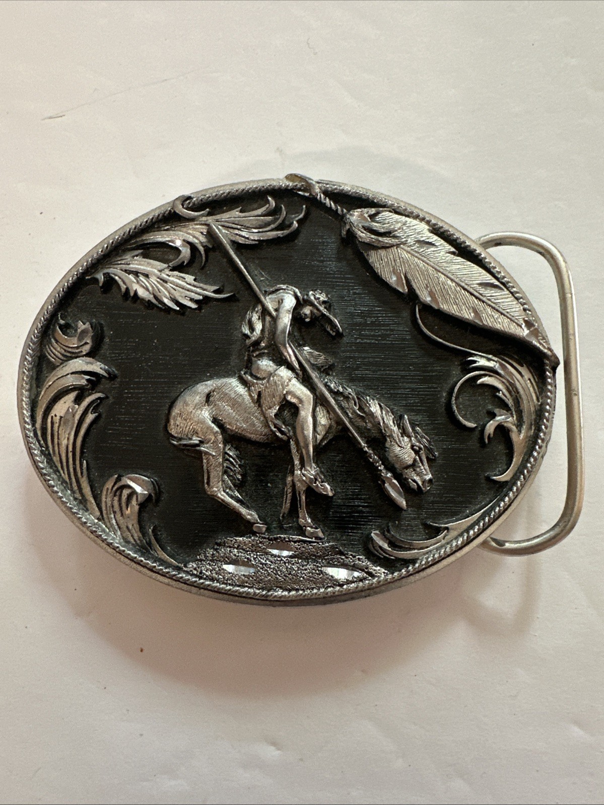 End Of Trail Men’s Belt Buckle By Siskiyou Blue Color Made In USA 1995
