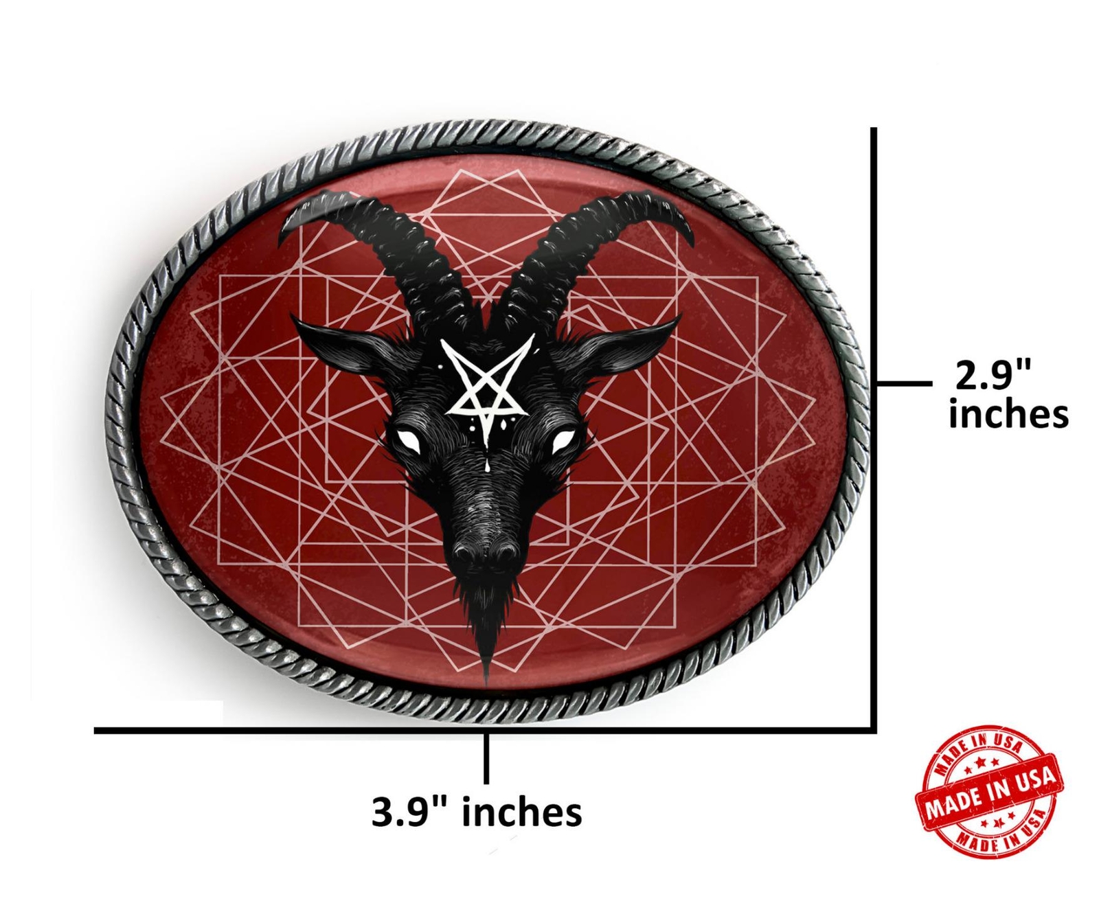 Satanic Goat Head Belt Buckle – Geometric Pentagram Witchcraft Buckle – 8-SO