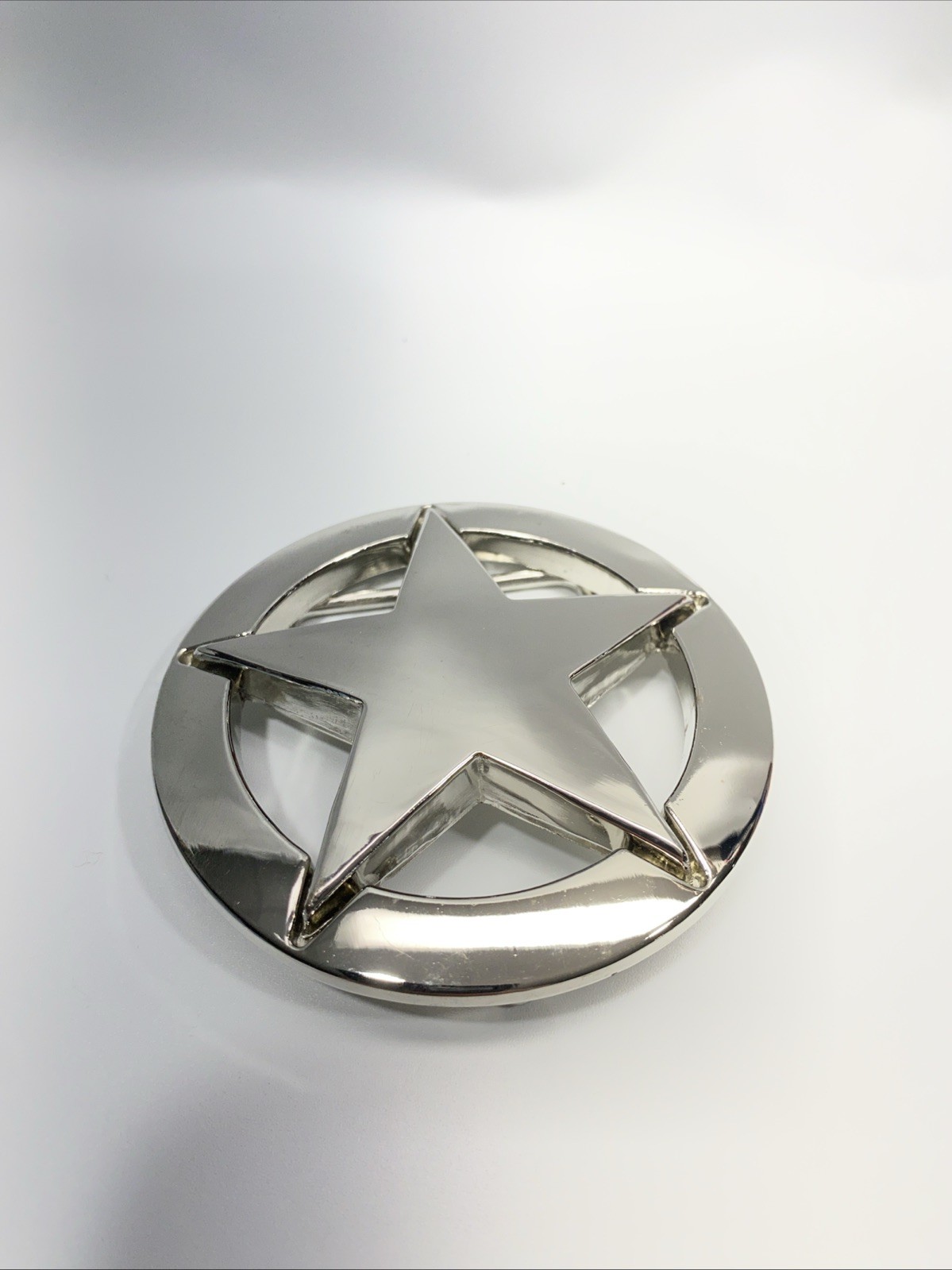 Chrome Sheriff’s Star / Texas Star Belt Buckle Metal Cowboy Western Biker