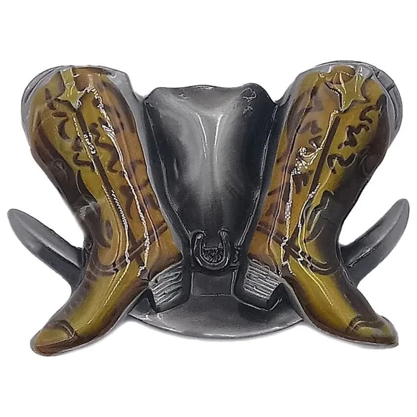 Cowboy Boots and Hat Western Belt Buckle Metal