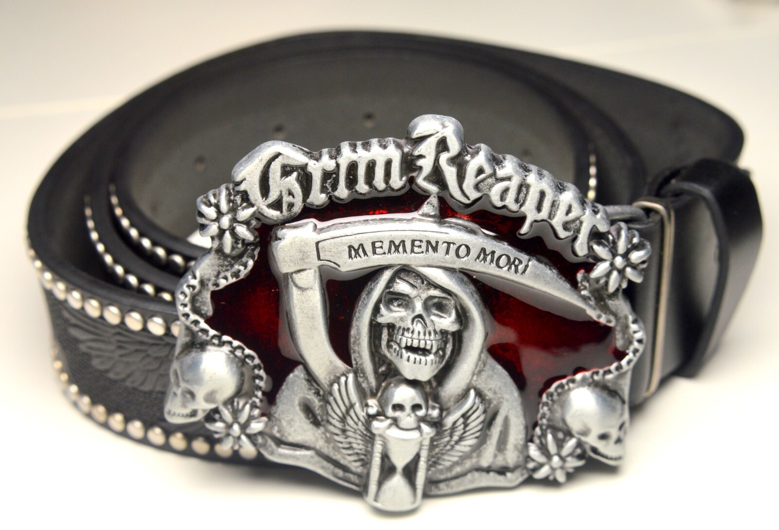 GRIM REAPER MEMENTO MORI BLACK SKULL BELT BUCKLE