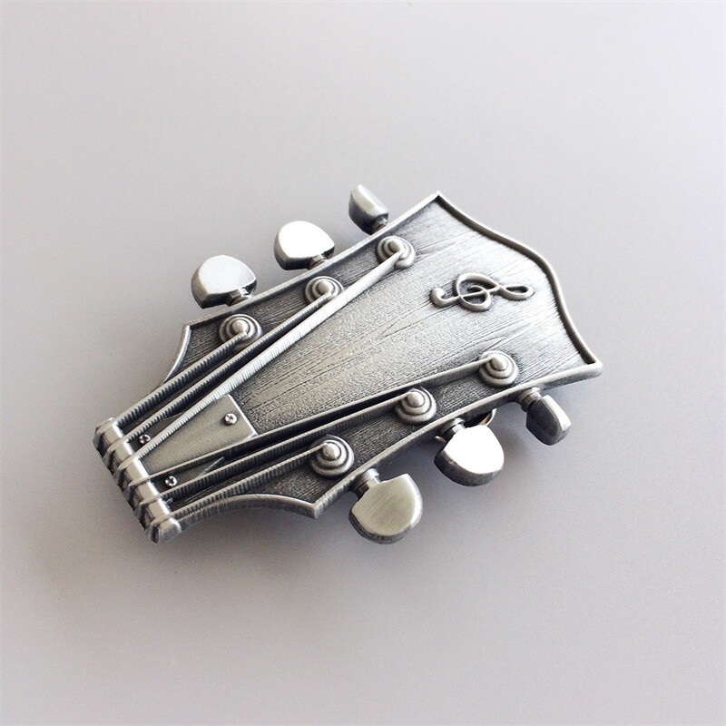 Antique Brushed Silver Guitar Music Belt Buckle also Stock in the US