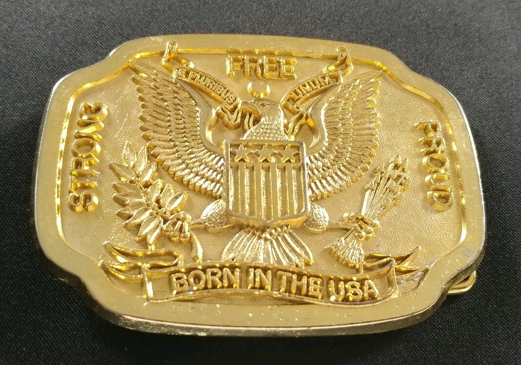 BORN IN THE U.S.A. USA STRONG FREE PROUD PATRIOTIC SEAL EAGLE BELT BUCKLE RM FAY