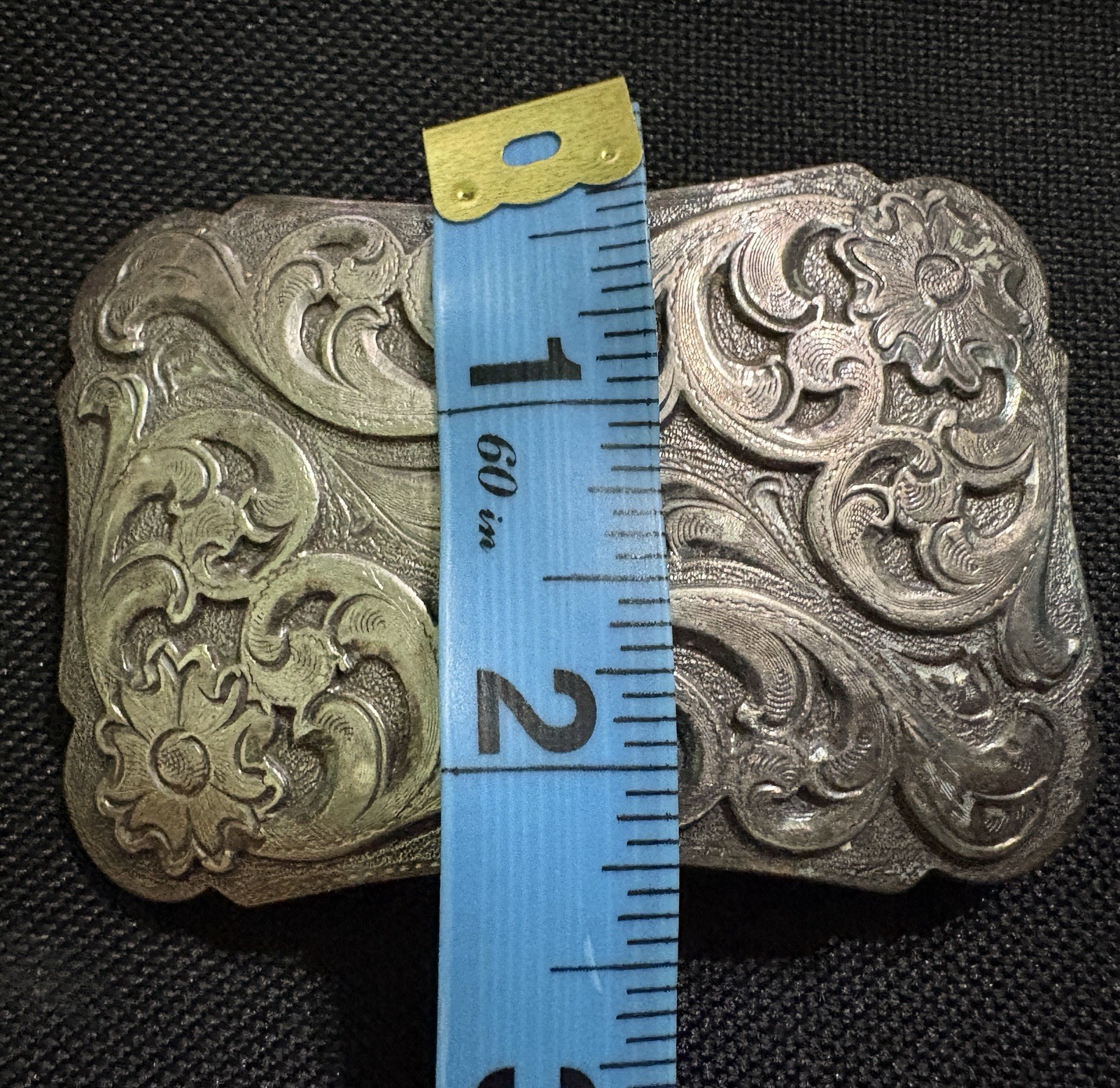 Western Floral Engraved Silver Metal Belt Buckle Fits 2in Belt