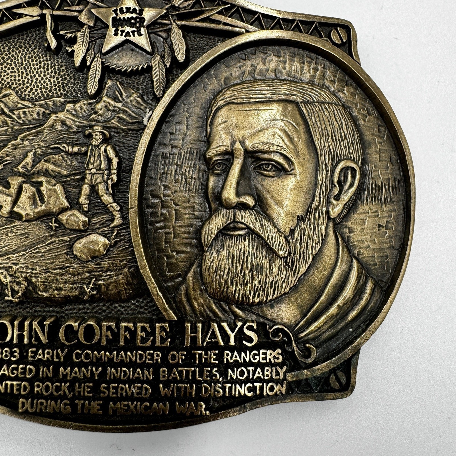 The Texas Ranger Collection John Coffee Hays Solid Brass Belt Buckle Ltd Ed 493
