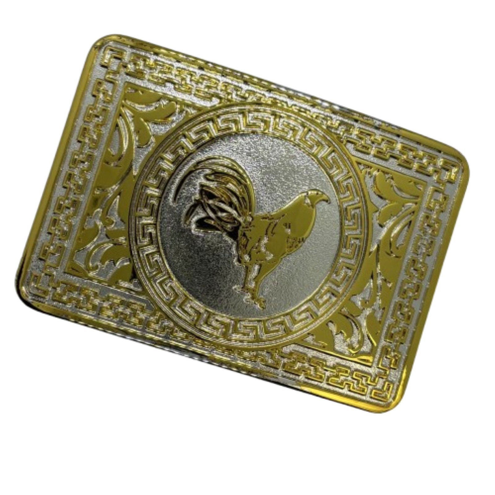 ROOSTER BELT BUCKLE 4.5&Prime; GOLD & SILVER METAL WESTERN FASHION NEW #EH13082