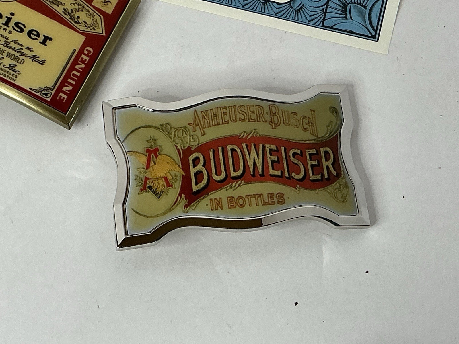2pc NIB Bradford Exchange Budweiser Beer Belt Buckles Collection W COA A1223