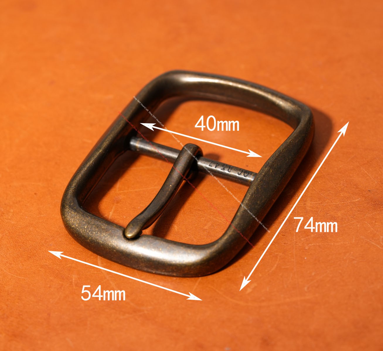 40mm Men Vintage Brass Tone Plated Western Leathercraft Center Bar Belt Buckle