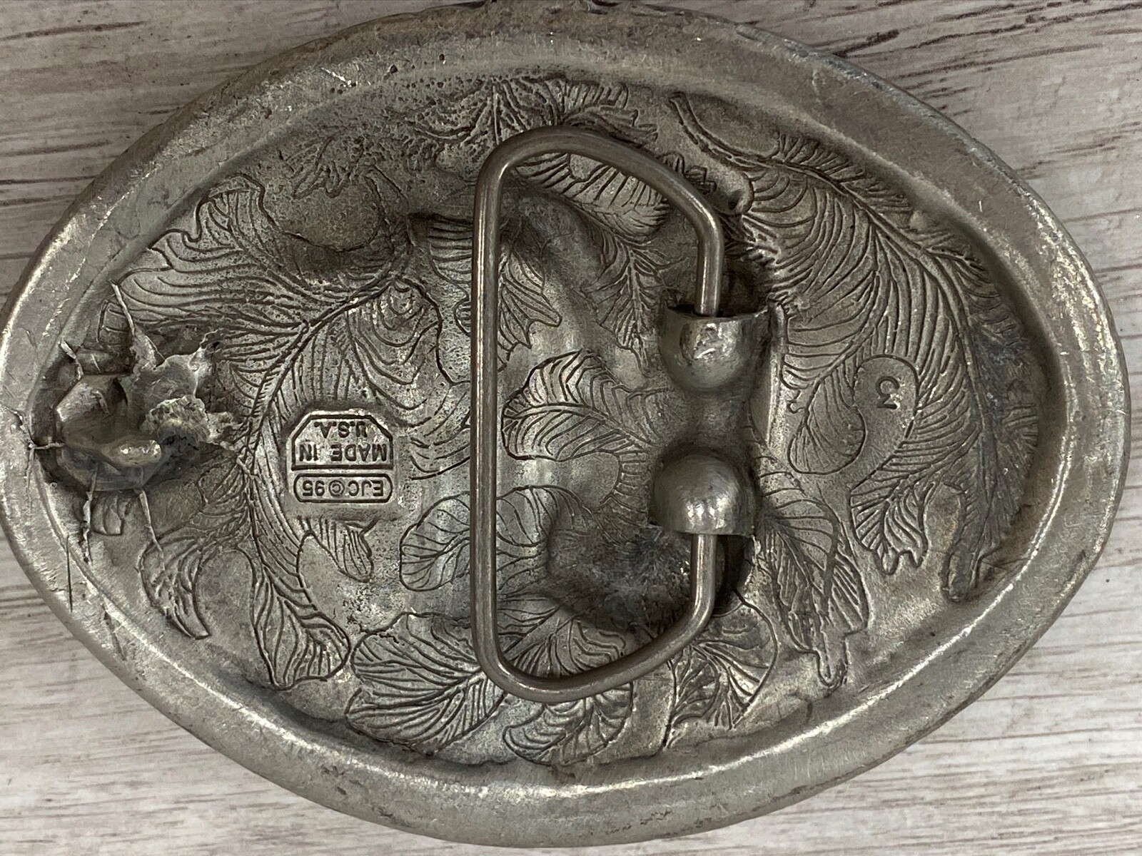 Vintage 1970s Solid Pewter Design Cowboy Cowgirl Western Boots Belt Buckle USA