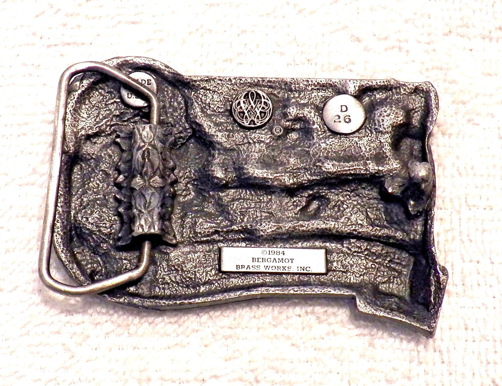 VINTAGE BELT BUCKLE MISSOURI « THE GREAT ESCAPE » 1984 BERGAMOT BRASS WORKS BB12